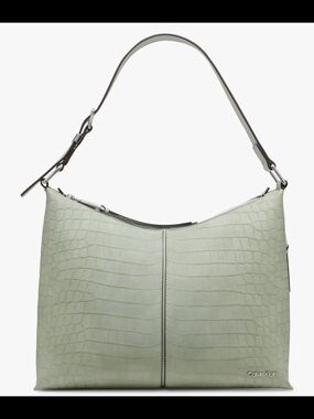 Calvin Klein Max Mint Croc-Embossed Shoulder Bag